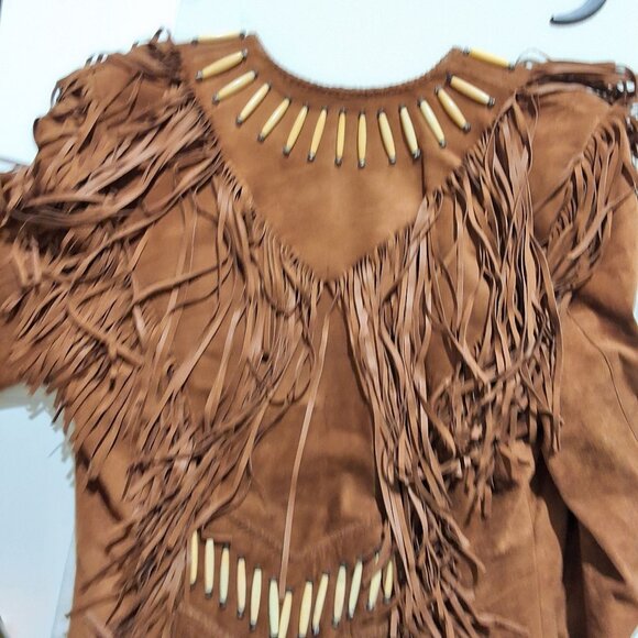 Renegade Spirt Womens Suede Leather Western Wear Brown Fringe Embellished Jacket - Picture 7 of 7